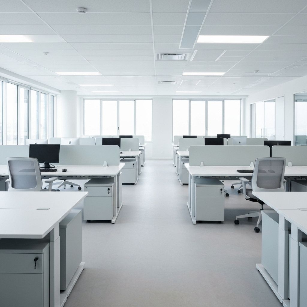 Professional browsing workspace listings on laptop