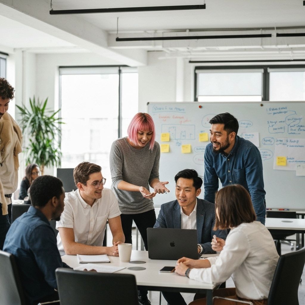 Modern office collaboration with diverse professionals